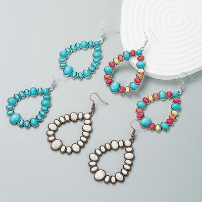 Women's Hoop Earring Alloy Color Earrings Turquoise Geometric Luxury Long Earrings