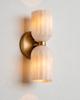 Applique da Parete Doppia in Ottone e Alabastro | Lampada da Parete di Lusso Mid-Century Modern | Decorazione per Camera da Letto e Corridoio