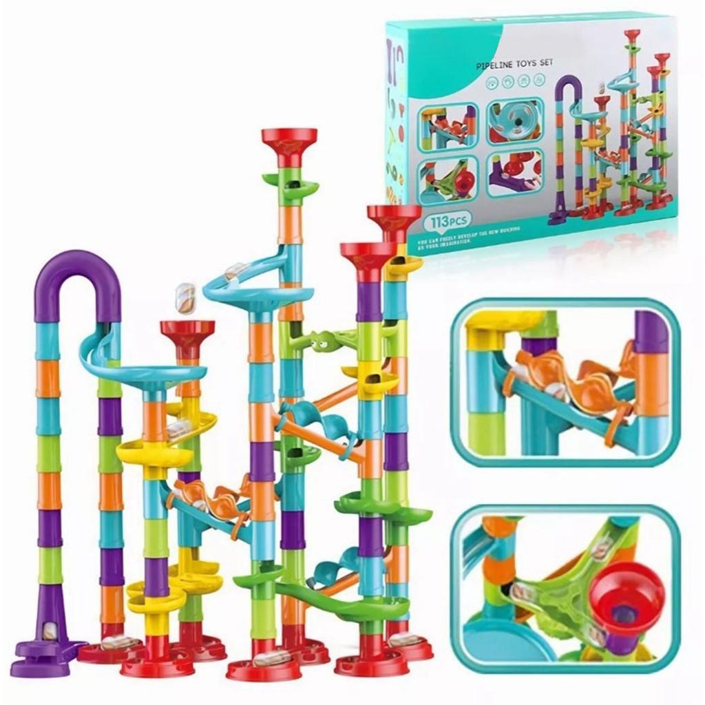 113pcs Track Blocks Game Set Improve Fine Motor Skill DIY Ball Maze Track Blocks Toy