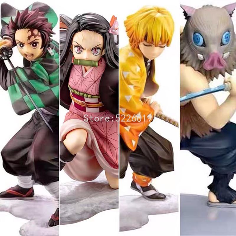 17cm Kimetsu No Yaiba Figure Demon Slayer Kamado Tanjirou Anime Figure Agatsuma Zenitsu Tomioka Giyuu Kamado Nezuko Figurine Toy
