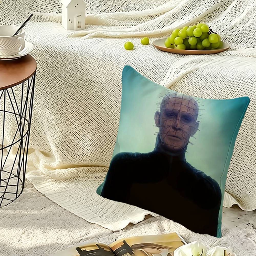 Movie Hellraiser P-Pinhead Square Double-Sided printed Pillow Case Bedroom Bedside Pillow Sofa Cushion Cover