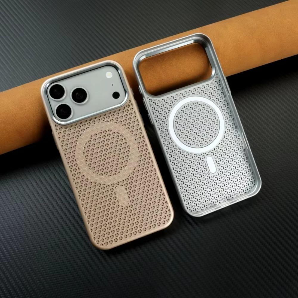 Unique Matte Cooling Case For iPhone 17 16 15 14 13 12 Pro Max Breathable Magnetic Anti-Drop Metal Camera Frame Protective Cover