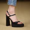 Sandales à bout carré et talon épais 2025 été nouveau créneau talons hauts table étanche avec plateforme noire chaussures pour femmes