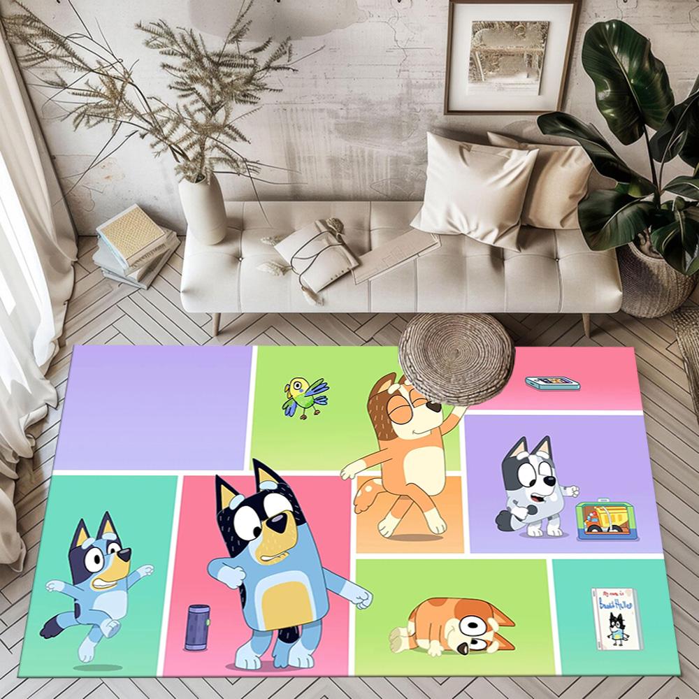 I tappeti quadrati Bluey's Playful Pals sono un'ottima scelta per soggiorni, camere da letto, arredamento della casa e come regali.