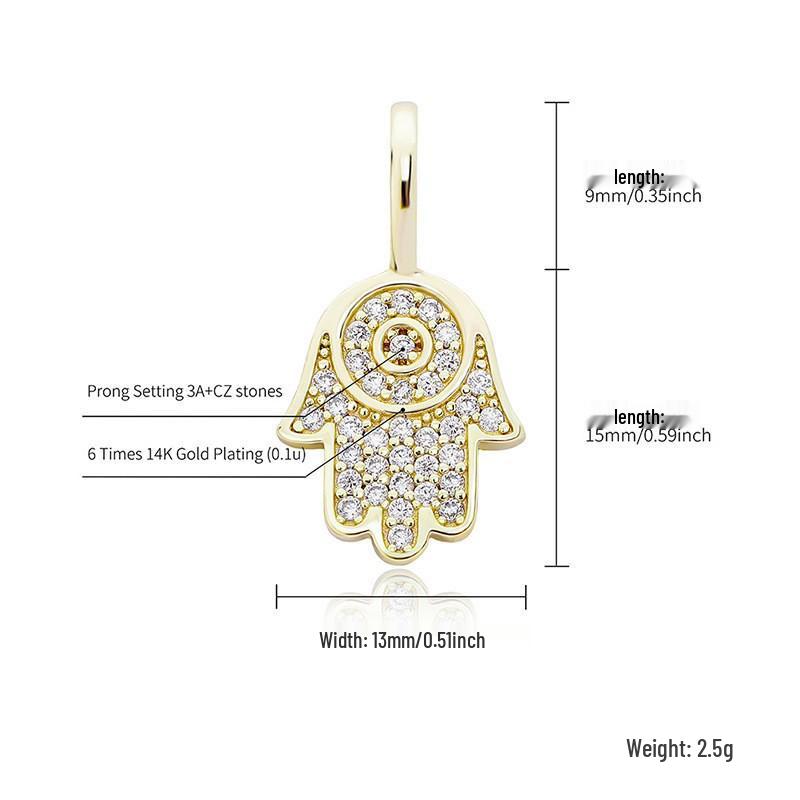 Men's Trendy Retro Fatima Hand Zircon Necklace