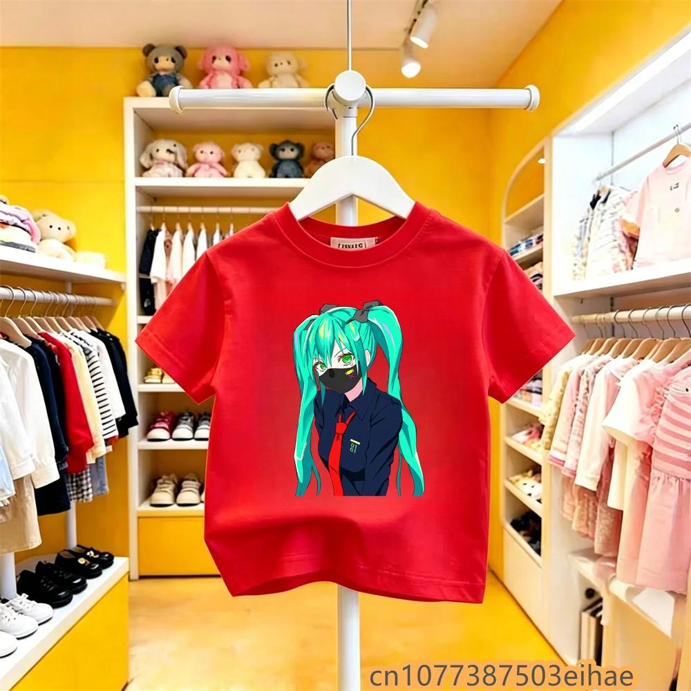 Hatsune Miku Anime Future Peripheral Collaboration Pure Cotton COS Anime Cartoon Printed Boys and Girls New Casual Tshirt