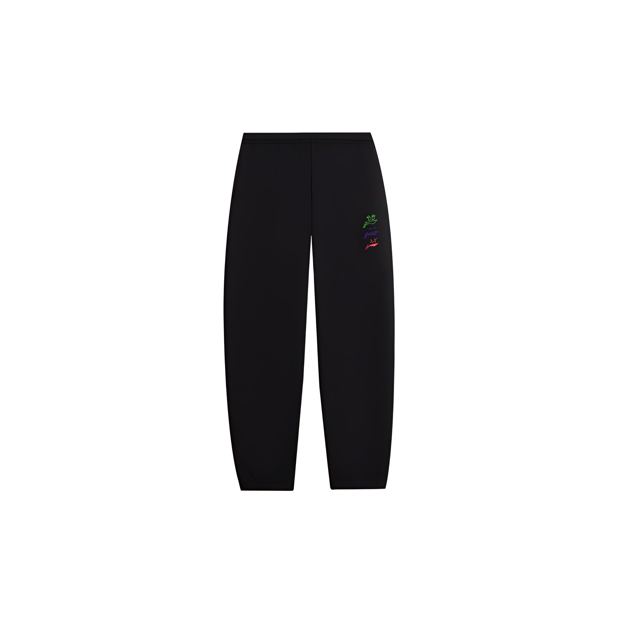Li Ning Sports Lifestyle Series Fleece Lined Warm Elastic Waist Casual Knitted Sports Pants Women bottoms Black AKLSG68-1 XXL