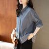 Fashionable Women's Striped Long Sleeve Shirt Women's 2025 New Autumn Shirt Pocket Striped Versatile Top