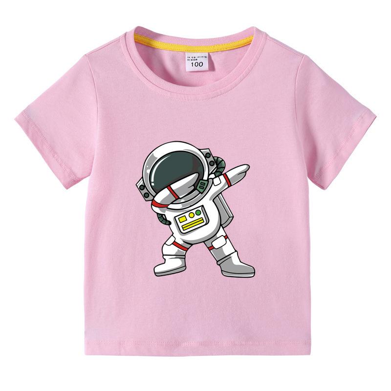 Children's clothing fashion astronaut pattern short sleeved T-shirt, children's boys round neck top T-shirt, children's summer clothes