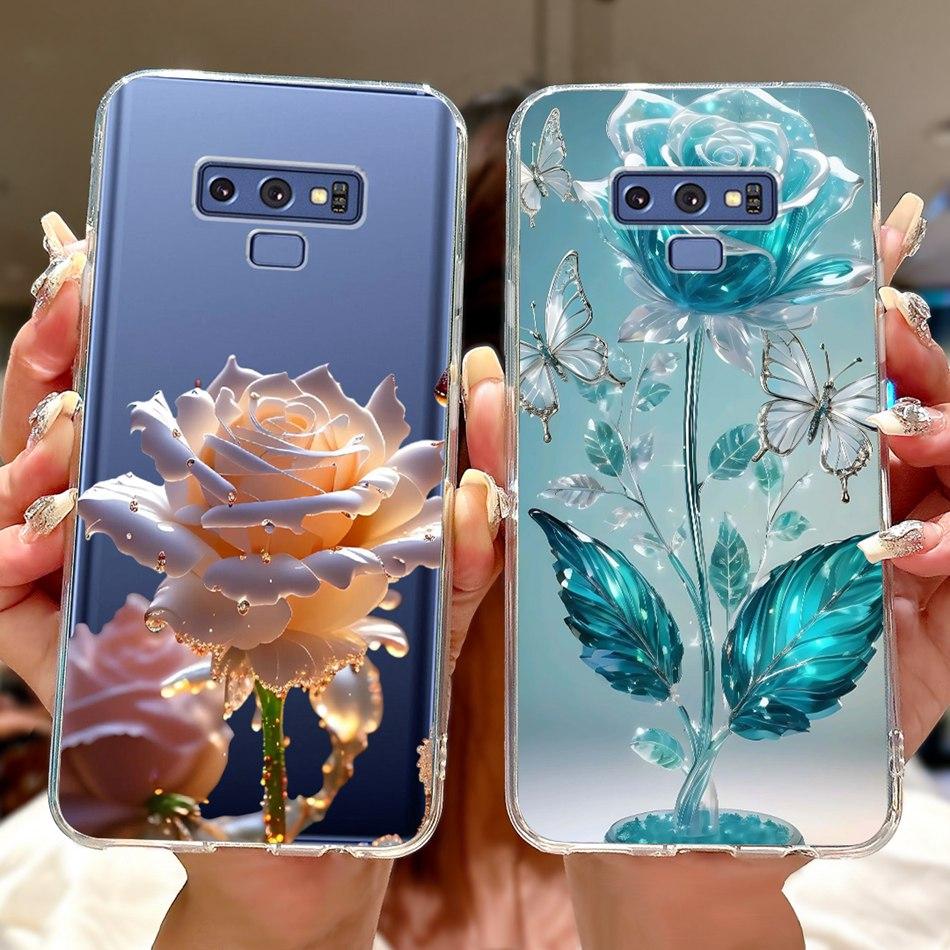 For Samsung Galaxy Note9 Elegant Floral Butterfly Phone Case For Samsung Note 9 SM-N960F SM-N9600 Soft Silicone TPU Cases