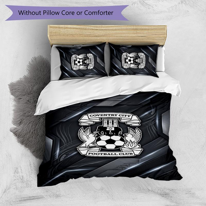 Coventry City Football Printed 3 Pieces Bedding Set, Comfortable Skin Friendly Bedroom Duvet Cover Set