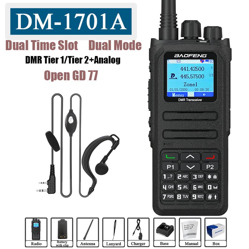 DMR Rádio DM-1701A Baofeng Vysílačka Otevřená GD77 Duální Režim Analogový a Digitální Tier1 Tier2 Duální Časový Slot Dlouhý Dosah Amatérská Rádia Australia Standard
