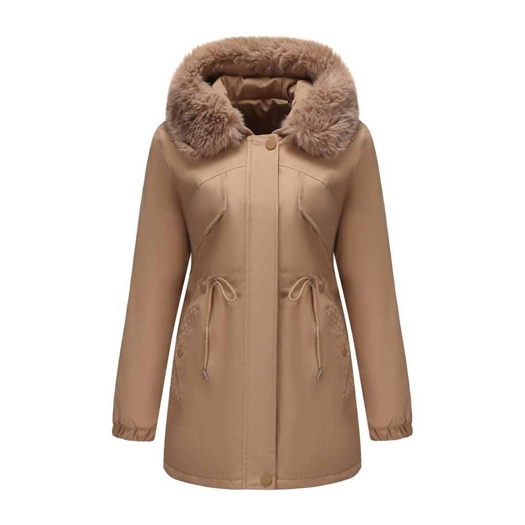 Women's Hooded Coat Ladies Winter Cotton Coat Thickened Warm Jacket