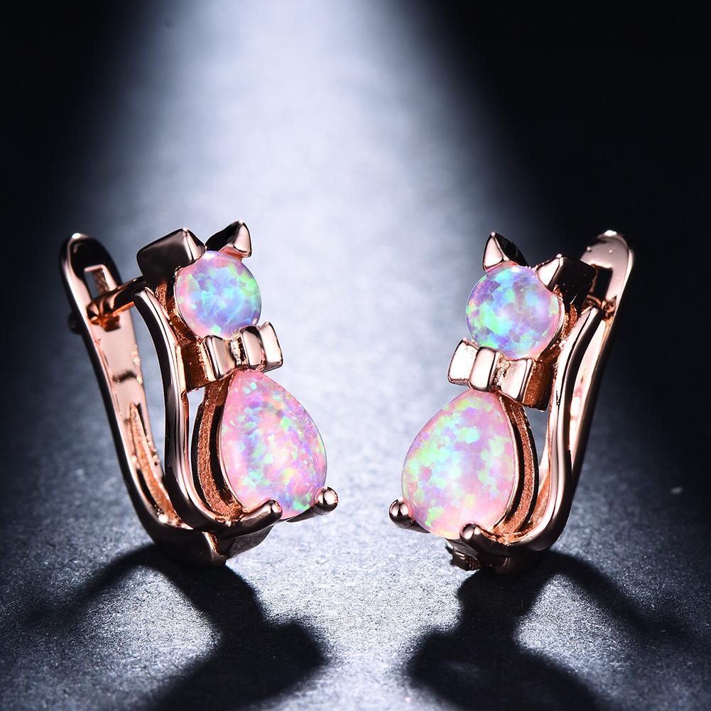 Japanese Korean Mini Creative Earrings Blue Cat Ear Buckle Small Cartoon Fashion