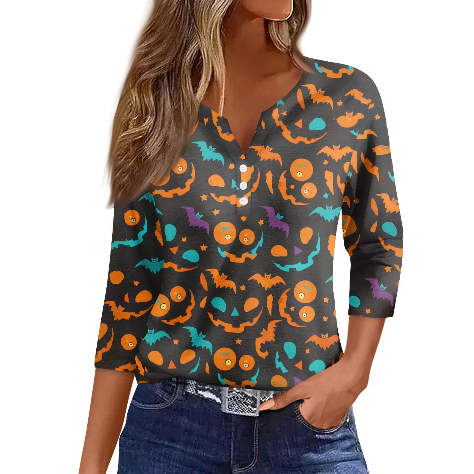 

Women s Casual Fashion Sexy Comfortable V-Neck Halloween Seven Sleeve Top XL