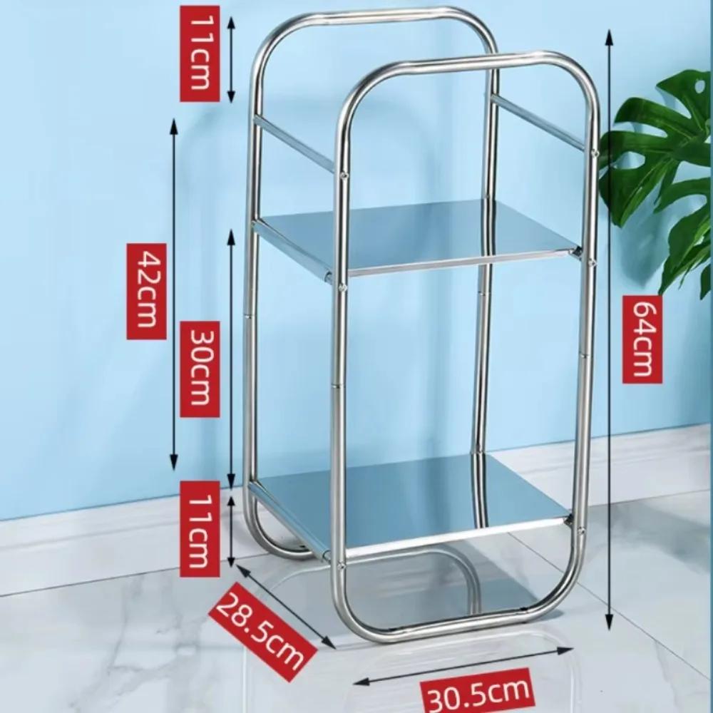 Multi-storey Bathroom Storage Rack Floor Standing Household Shower Basin Storage Racks Carbon Steel Pulley Simple Storage Rack