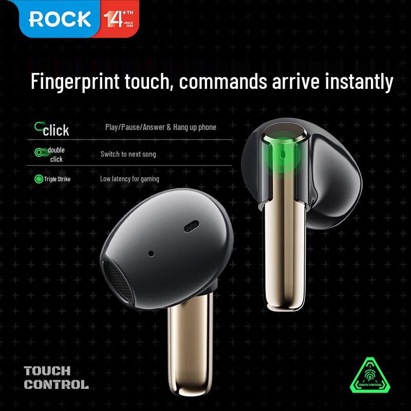 ROCK TWS Bluetooth 5.3 Half-in-Ear Gaming Sport Earbuds