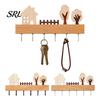 Pet Leash Holder Wooden Key Holder, Solid Wood Organizer with 6 Hooks, Modern Decorative Wall Hooks Mounted Hanger for Entryway Kitchen And