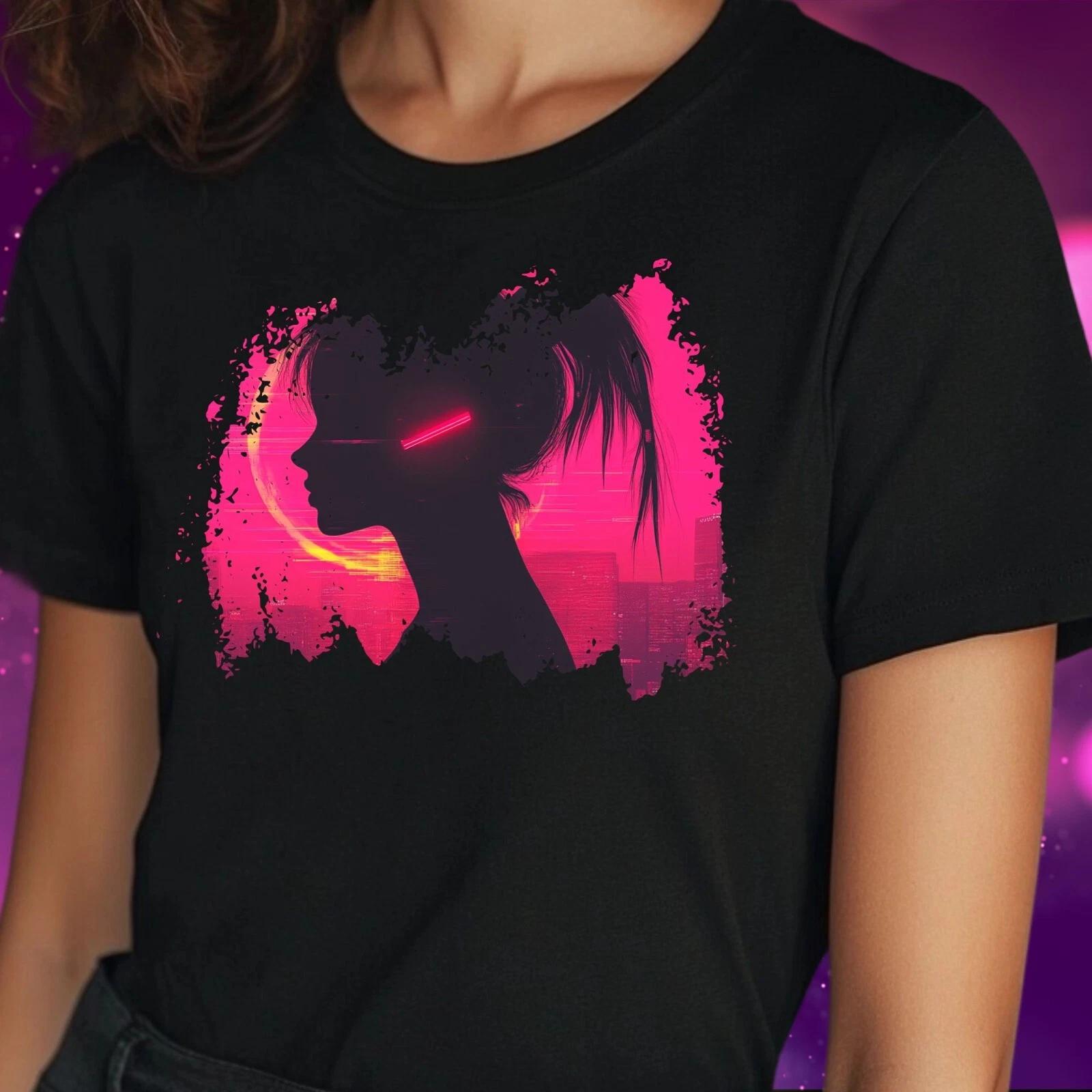 T-Shirt Herren Cyberpunk Mädchen Motiv Baumwolle Größe S bis 5XL XXXXL