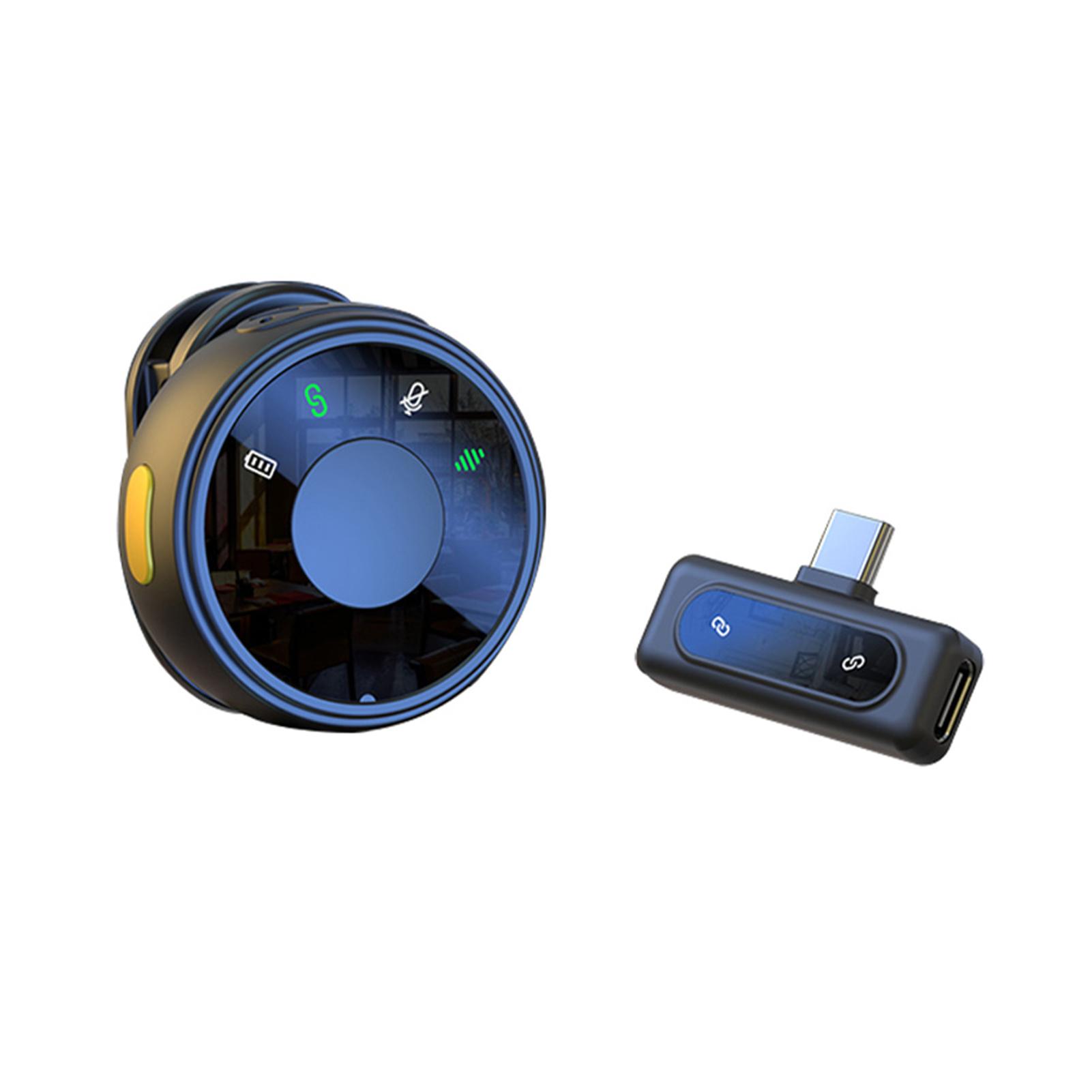 

Беспроводной петличный микрофон двойной микрофон на клипсе микрофоны Plug and Play шумоподавление приемник Type-C с разъемом 1 Receiver with 1 Microphone чёрный