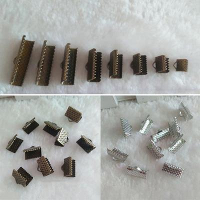 20 Pcs Ribbon Clamps Crimp Ends Bail Connector for Braccelet DIY