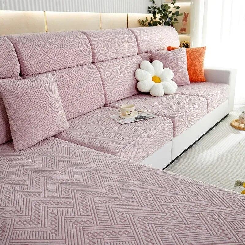 Luxury Jacquard Sofa Seat Cushion Cover Solid Elastic Sofa Cover Anti-dust Furniture Protector Living Room Sectional Couch Cover