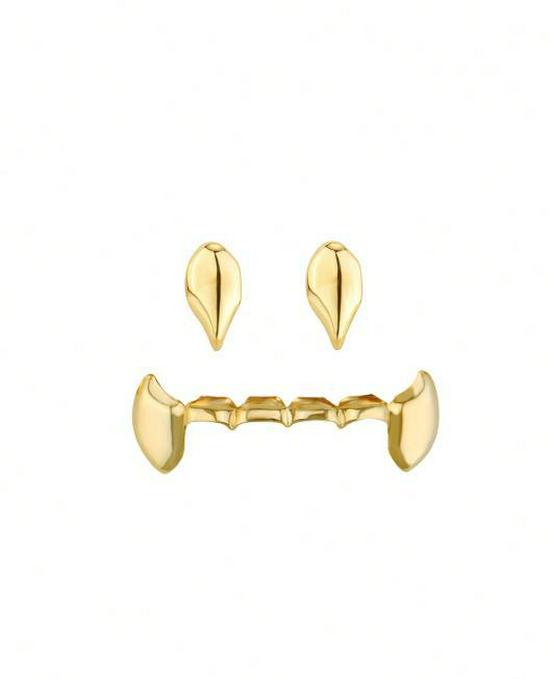 Shein Набор из трех хип-хоп грилзов  Клык тигра  - Левая и правая заостренные украшения