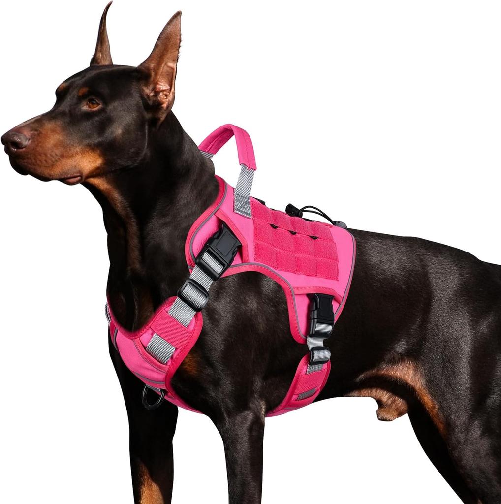 Tactical Dog Harness: Heavy-Duty 1000D Nylon No-Pull Control with Front Leash - Reflective Safety Vest for Large Dogs with Top
