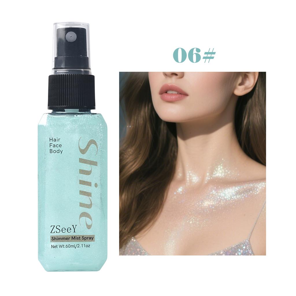Spray Iluminador Líquido Diamante de 6 Colores - Brillo Duradero Bronceador para Clavícula de Alto Brillo - Iluminador Líquido Brillante para Rostro y Cuerpo