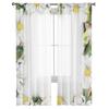 Floral White Flowers Magnolia Chiffon Sheer Curtains for Living Room Bedroom Kitchen Decoration Window Voiles Tulle Curtain