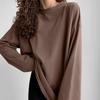 Magliette da Donna Oversize a Maniche Lunghe Basic Girocollo Maglietta Top Primavera Autunno Abbigliamento Casual da Allenamento Moda Casual Y2K Magliette a Maniche Lunghe Larghe da Donna