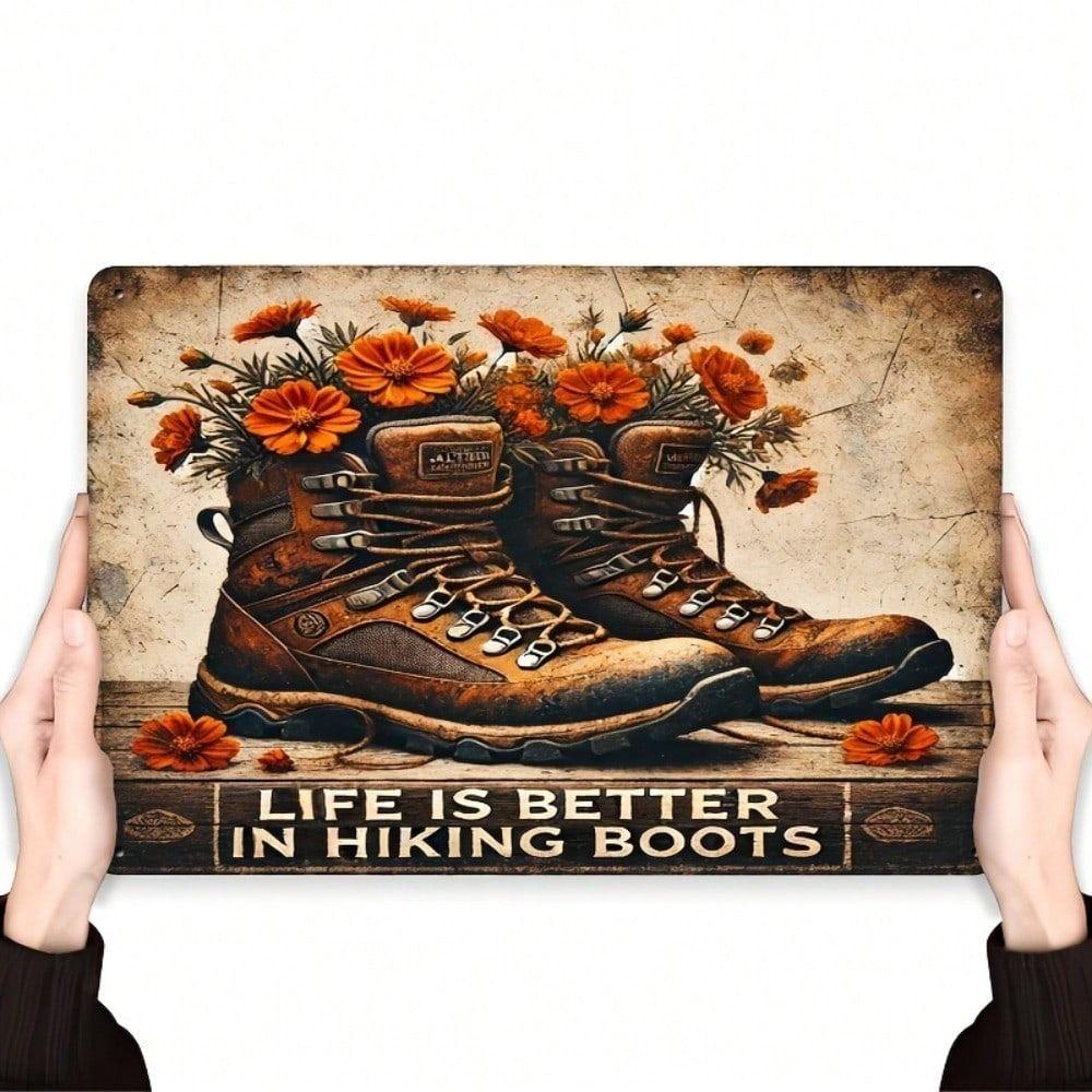 

Vintage Metal Sign 8x12 Inch Wall Decor Flower Design for Entryway Rustic Tin Poster