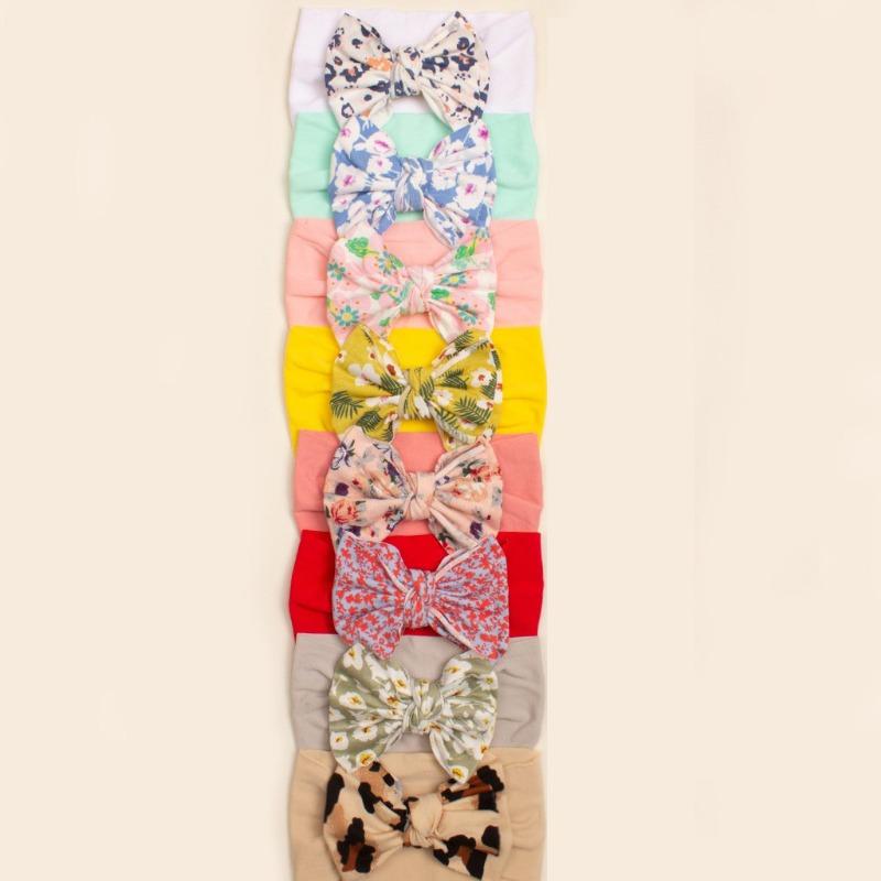 Neues Baby-Stirnband mit Schleife, niedliches bedrucktes Kinder-Kopftuch, weiches und bequemes Baby-Haaraccessoire
