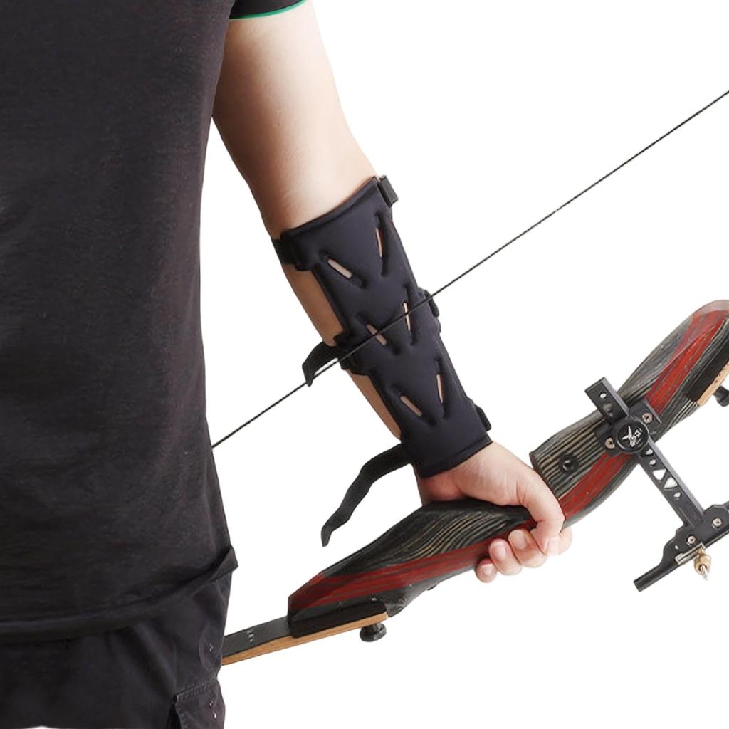 Archery Arm Kyudo Arm Forearm Adjustable Archery Finger Recurve Bow for Competition and Black [2-Piece Set] Guards, Guards, Protectors, Gloves,