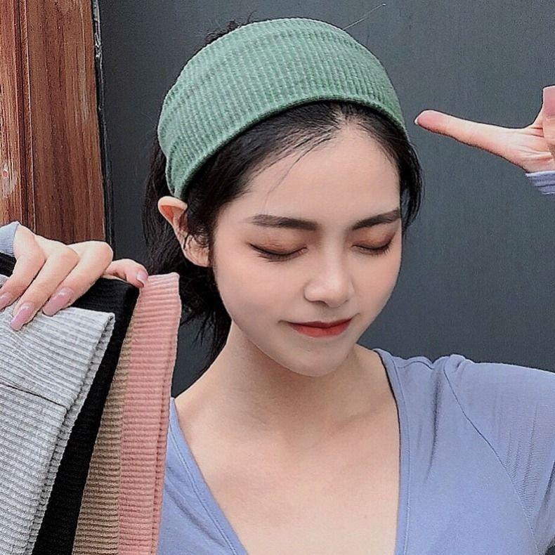 Unisex Wide-Edged Knitted Elastic Headband for Sports, Fitness, and Face Washing