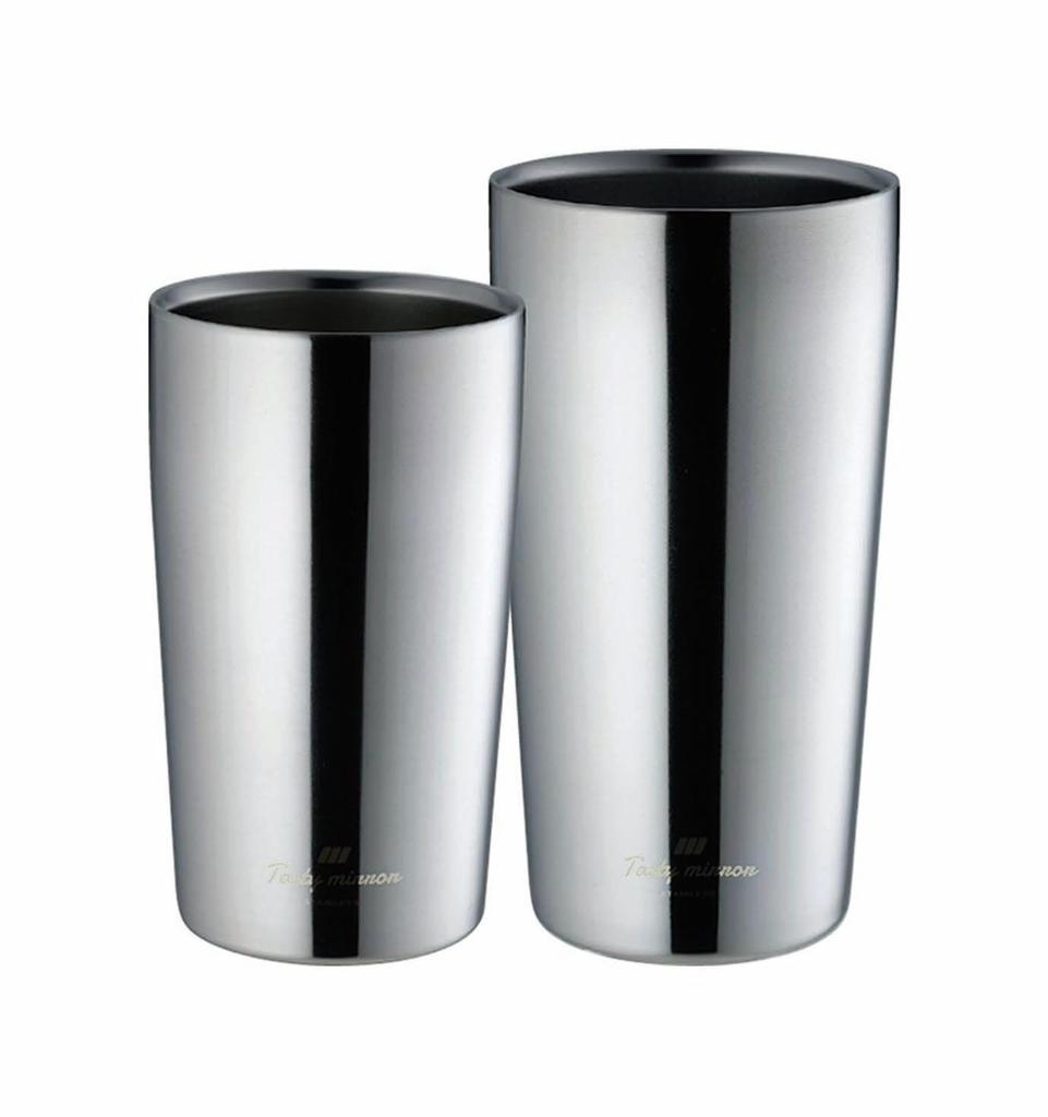 Kakusei Tasty Mirror Tumbler/Mug, 300ml/450ml, 7.4cm Diameter X 12.3cm Height, 8cm Diameter X 14.8cm Height, Set of 2, Double-Layer Vacuum Walled