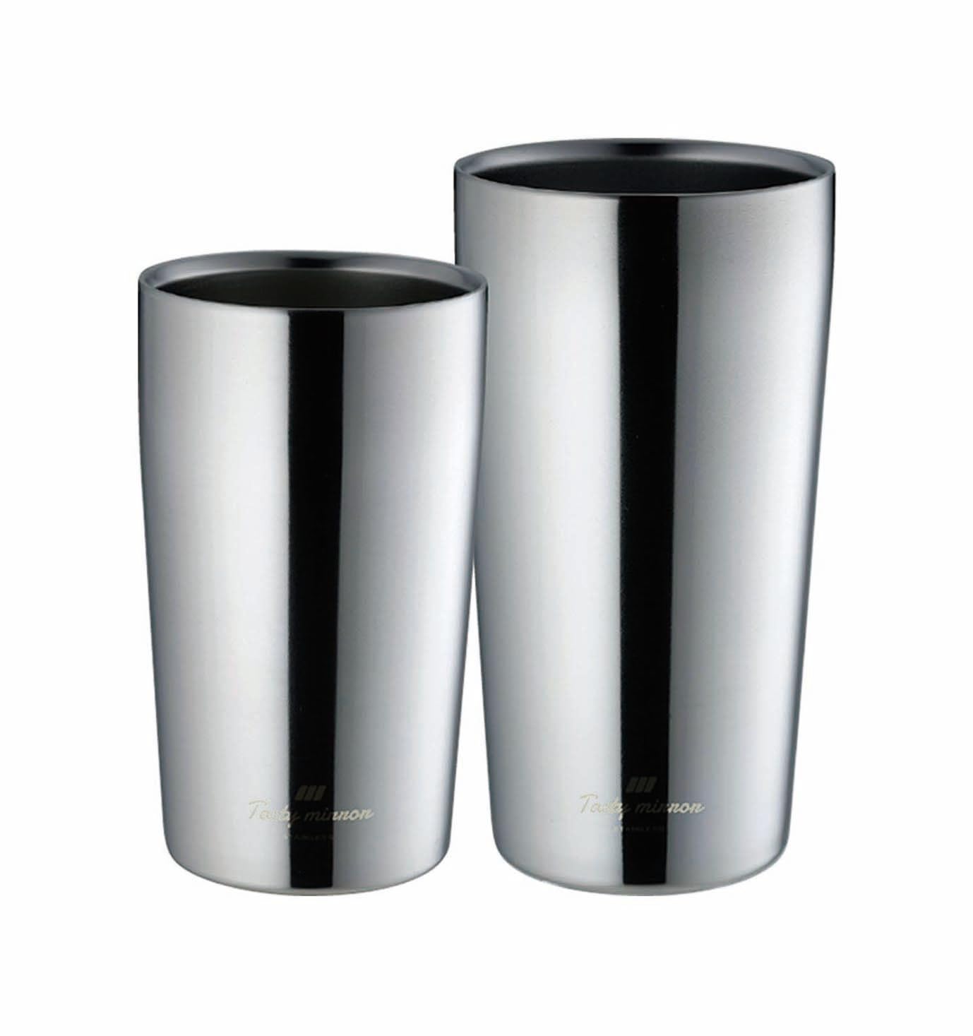 

Kakusei Tasty Mirror Tumbler/Mug, 300ml/450ml, 7.4cm Diameter x 12.3cm Height, 8cm Diameter x 14.8cm Height, Set of 2, Double-Layer Vacuum Walled