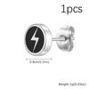 Punk Enamel Lightning Stud Earrings for Men,Stainless Steel Round Stud Earrings,Male Hiphop Piercing Jewelry Gift
