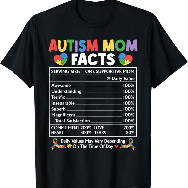 T-shirt dr?le de sensibilisation aux faits nutritionnels de maman d autisme S