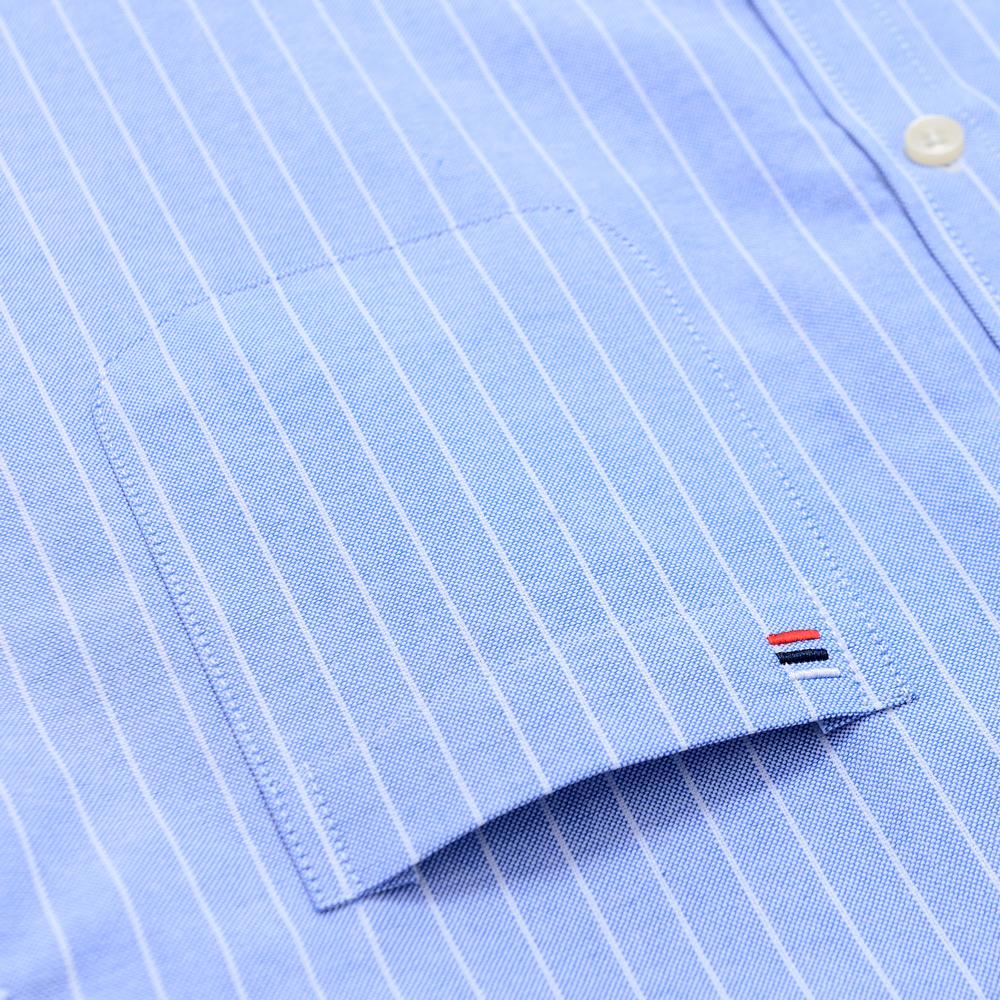 Camicia Casual da Uomo a Maniche Corte con Bottoni e Righe, Leggera, Colletto Oxford, Formale con Taschino