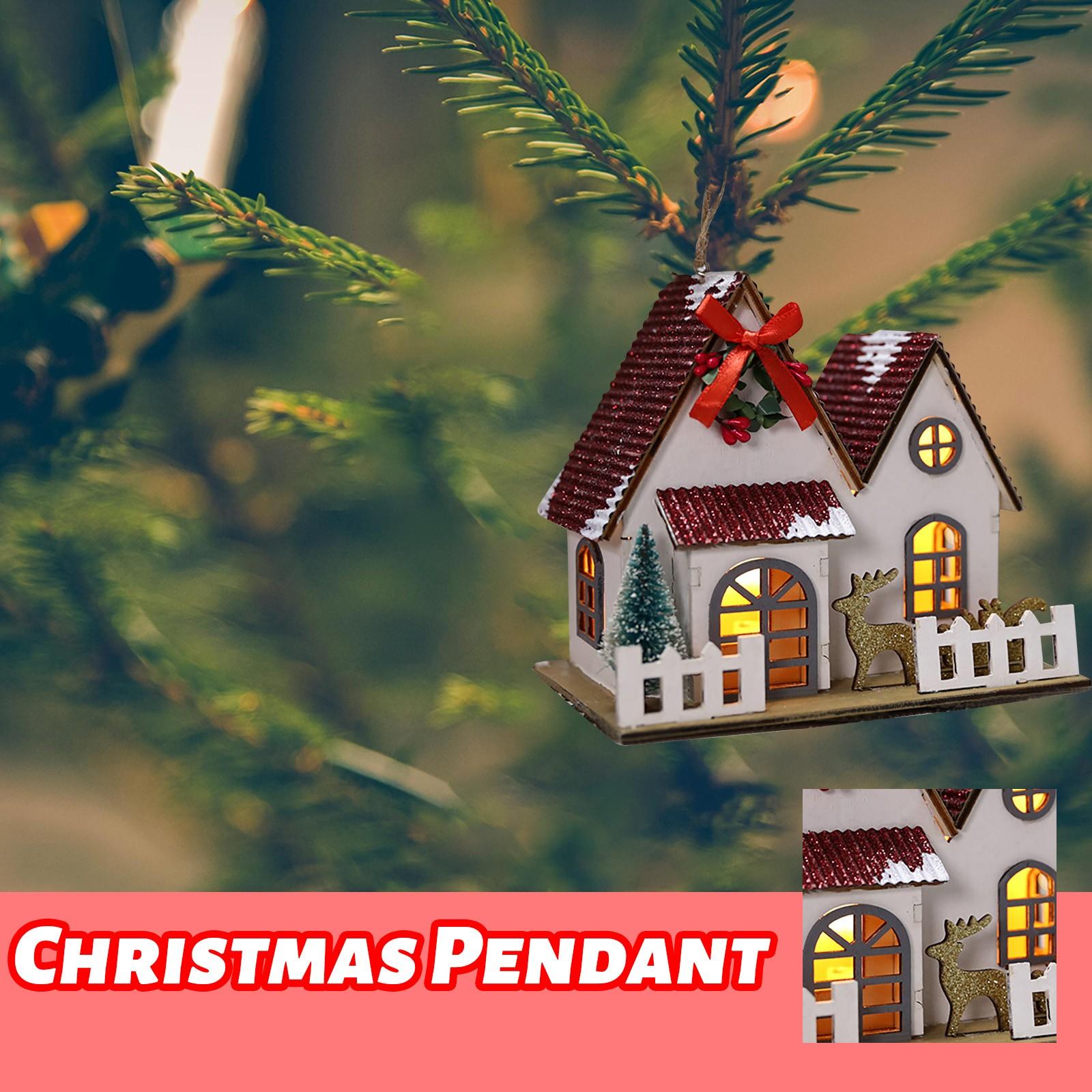 

Рождественский деревянный светящийся домик-подвеска - Рождественское украшение для деревянного дома - Рождественское украшение для небольшого дома Подвесное украшение One Size