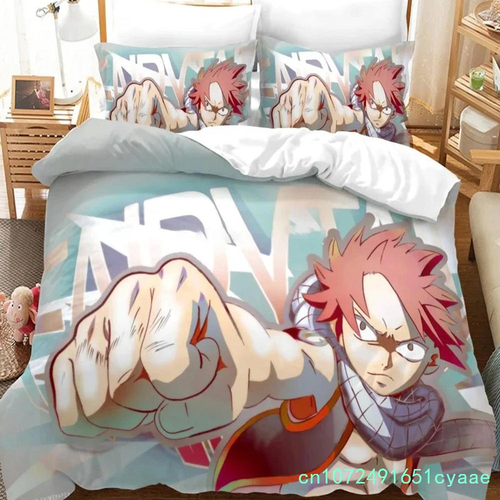 3D Print Anime Fairy Tail Logo Natsu Bedding Set Boys Girls Twin Queen Size Duvet Cover Pillowcase Bed Boys Adult Home Textiles