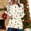 Women's Round Neck Top Printing Thickened Plush Cashmere Warm Long Top