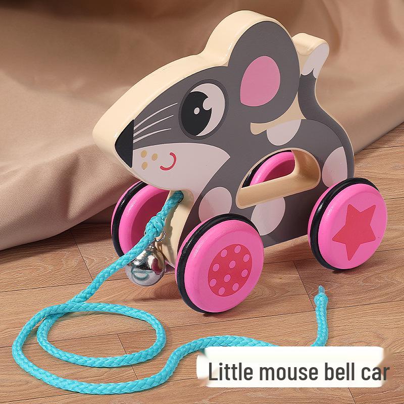 Wooden Pull-Along Cartoon Animal Walker for Toddlers