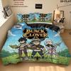 Black Clover Pattern Bedding Quilt Set Quilt Cover Pillowcase Home Birthday Gift(1 * Duvet Cover + 2 * Pillowcase, Without Core)