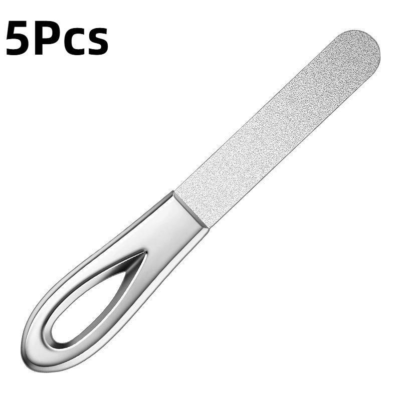 1/2/5Pcs Stainless Steel Diamond Grit Nail File, Durable And Hypoallergenic For Finger And Toe Nails For Hard And Thick Nails