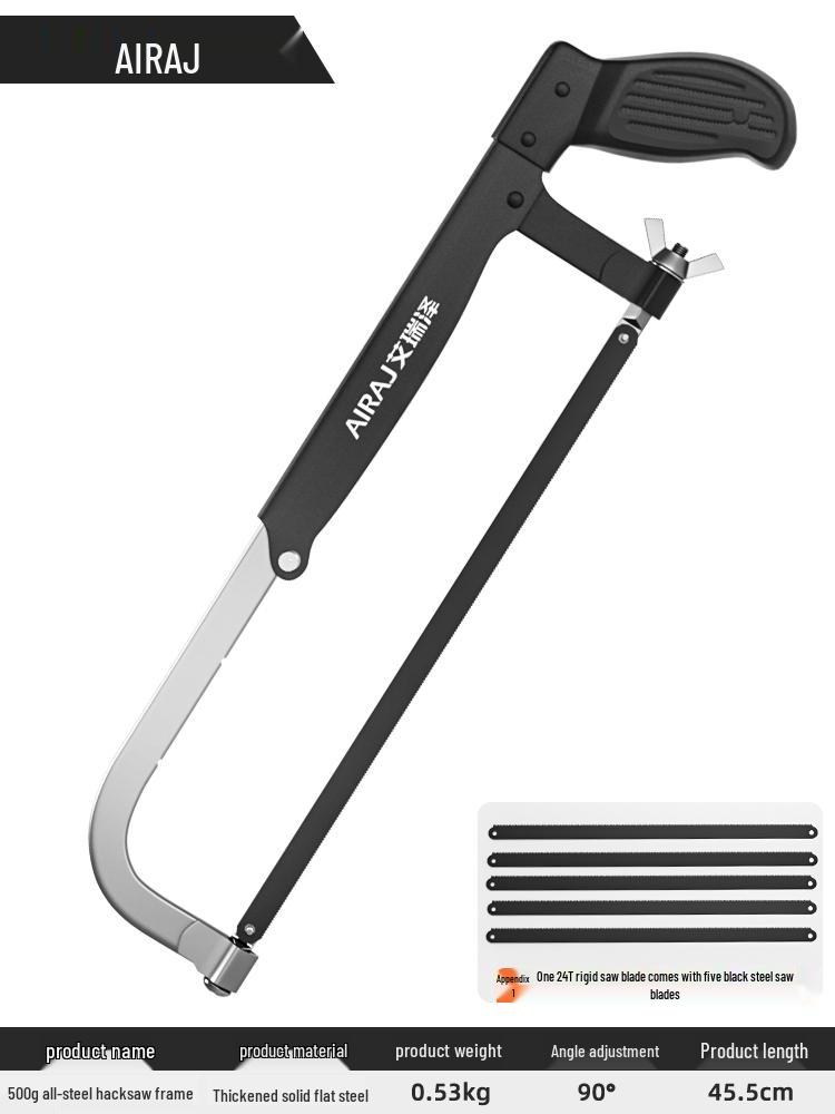 Compact Household Handheld Hacksaw with Iron Blade and Frame