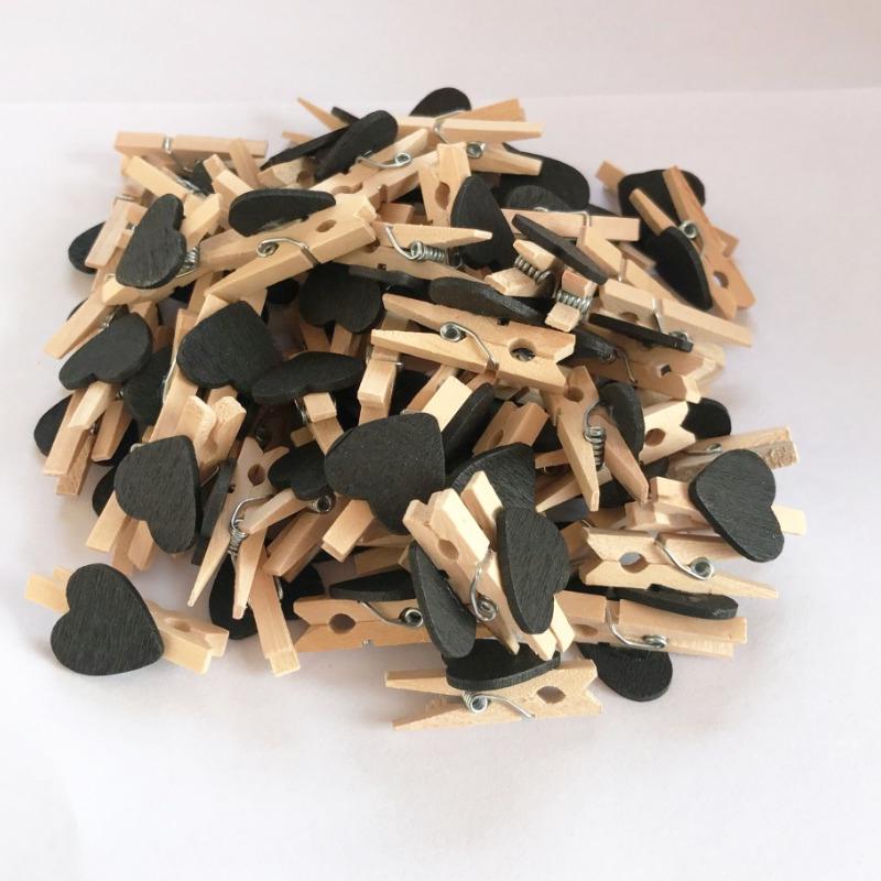 10/20pcs Red Heart LoveWoodenClothes Photo Paper Peg Pin Mini Clothespin Postcard Clips Home Wedding Valentine's Day Decorati