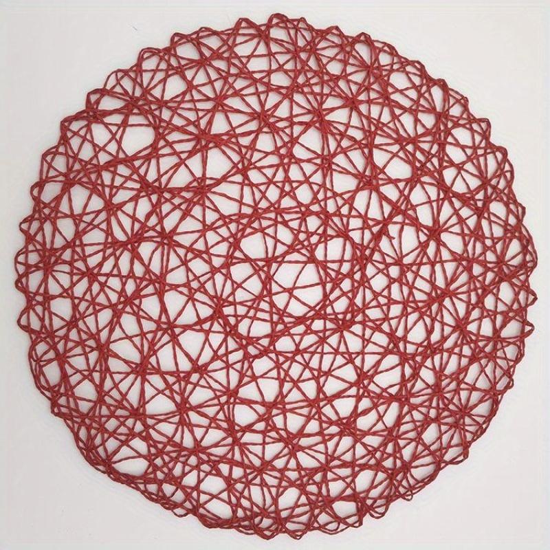 

15 дюймов крючком вязаные круглые тканые салфетки под приборы бумажные волокна салфетки под приборы полые декоративные салфетки под приборы столовые салфетки декор красный