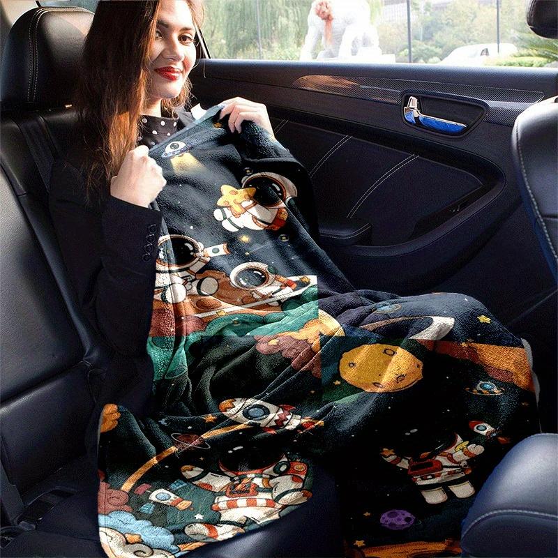 1pc Astronaut Printing Lightweight Flannel Blanket, Comfortable and Warm Blanket, for Camping Sofa Bed and Couch Office, Suitable for Gift Bl